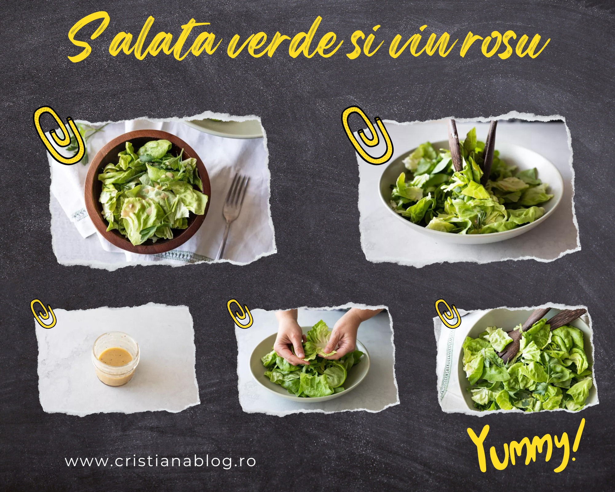 Salata verde cu ierburi proaspete si vin rosu